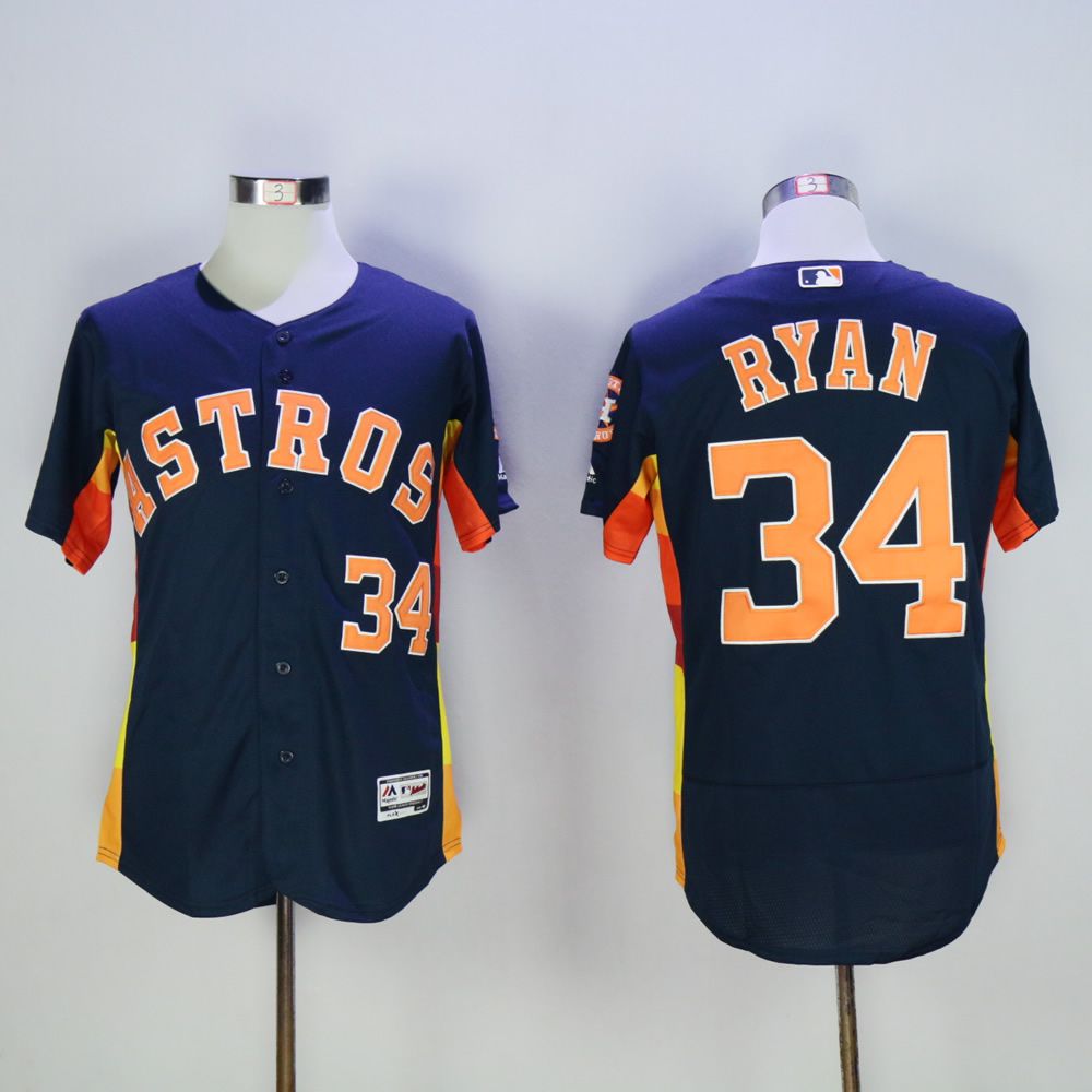 Men Houston Astros #34 Ryan Blue Throwback MLB Jerseys